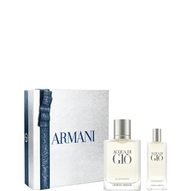 Armani Beauty Acqua di Gi&ograve; Eau de Toilette & Travel Spray Gift Set 50ml, two bottles in branded silver gift box