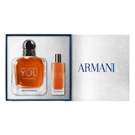 Armani Beauty Stronger With You Intensely Gift Set 100ml, two eau de parfum bottles in open branded gift box