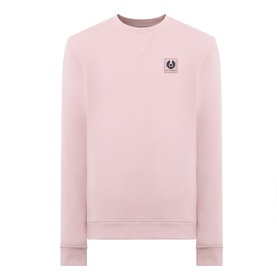 Belstaff Logo Badge Sweatshirt in Dusk Pink, crew neck with ribbed trims and Phoenix logo badge on chest, smooth cotton finish
