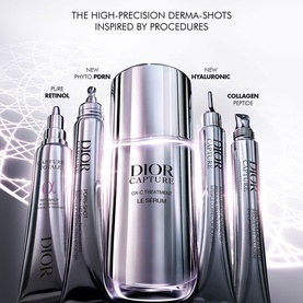 Dior Capture Totale Le S&eacute;rum displayed with four targeted booster serums including Retinol, Phyto FGFR, Hyaluronic and Collagen Peptide variants