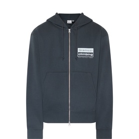 Gramicci Vintage Black zip-through hoodie with chest logo print, ribbed cuffs and hem, silver zip fastening