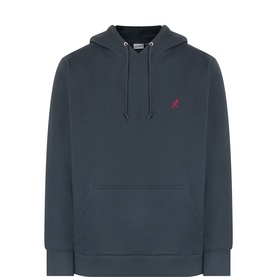 Gramicci Vintage Black cotton-blend hoodie sweatshirt with drawstring hood, kangaroo pocket, and small red logo embroidery