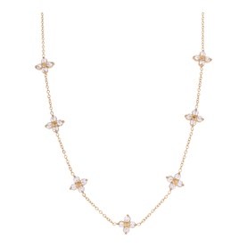 Lynott Jewellery gold-tone chain necklace with evenly spaced crystal cluster stations on rose gold delicate links
