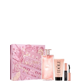 Lanc&ocirc;me Id&ocirc;le fragrance gift set with EDP bottle, body lotion, and mini mascara in decorative pink box