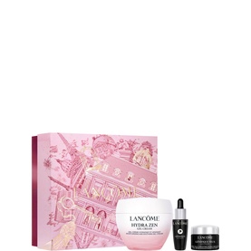 Lanc&ocirc;me Hydra Zen gift set in pink floral box with full-size cream, mini serum and eye cream