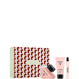 Prada Paradoxe Fragrance Set featuring EDP bottle, body lotion, and travel spray in branded gift box