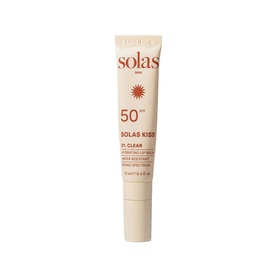 Solas Skin Solas Kiss SPF50 hydrating lip balm in a nude squeeze tube with sun care labelling