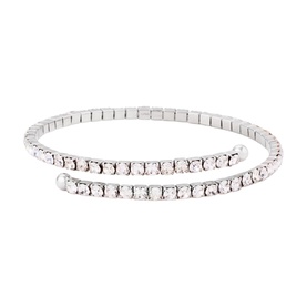 Lynott Jewellery silver wrap-around bracelet with round crystal stones set in silver-tone metal, coil design