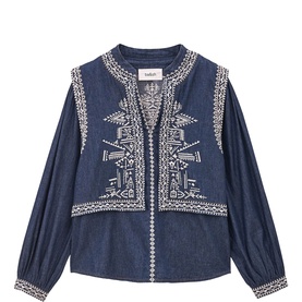 Laura Optical Illusion Embroidered Blouse