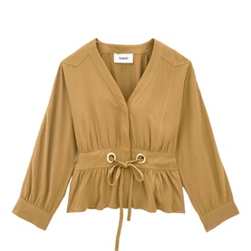 Precila Loose Drawstring Tie Top