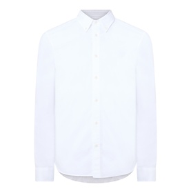 Belstaff white cotton casual shirt with button-down collar, long sleeves, and chest logo detail