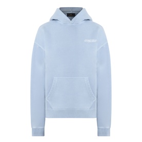 Belstaff Mist Blue cotton hoodie with front kangaroo pocket, drawstring hood, and small logo print on chest