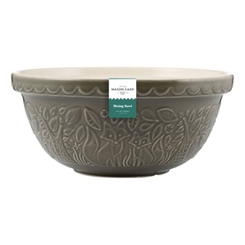Mason Cash In The Forest mixing bowl in grey stoneware with embossed woodland motif design and cream interior