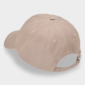 Calvin Klein Moon Rock cotton baseball cap, rear view showing gold metal adjuster clip on beige structured six-panel design