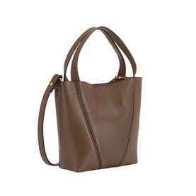 Chloe smoked brown leather tote bag with twin top handles, removable crossbody strap and gold-tone hardware