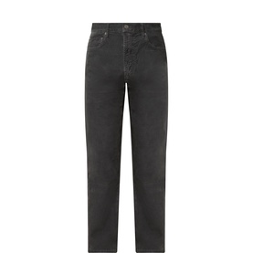 Citizens of Humanity 3049 Jeans in charcoal cord, relaxed straight leg, five-pocket style, 97% cotton with slight stretch