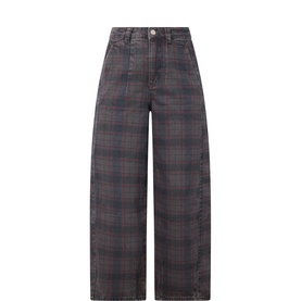 Erika Check Barrel-Leg Jeans