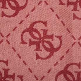 Guess scarf in cinnamon logo, woven 4G monogram pattern in deep red on pink, textured finish