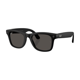 Ray-Ban Polar black smart sunglasses, Wayfarer-style frame with dark grey lenses and integrated speaker arms