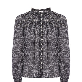 Christa Gathered Voile Printed Blouse