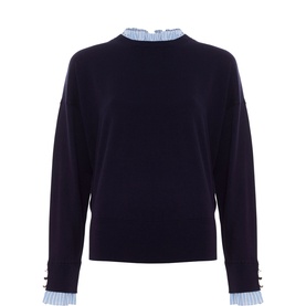 Jenna Striped Trim Knitted Sweater