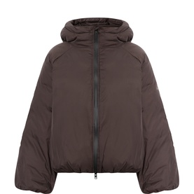 Logo Balloon Sleeve Puffer Jacket
