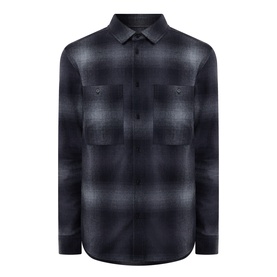 Belstaff black ombre check casual shirt in 100% cotton, featuring dual chest pockets and a classic collar