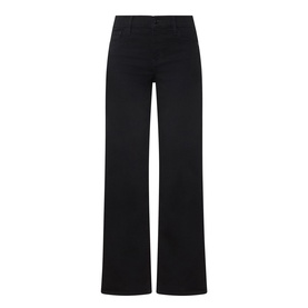 FRAME DENIM Wide Leg Jeans in black, high-rise waist, wide-leg silhouette, flat lay product shot