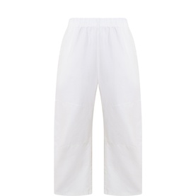 Free People Movement white wide-leg cropped sweat bottoms with elasticated waistband, cotton-nylon blend