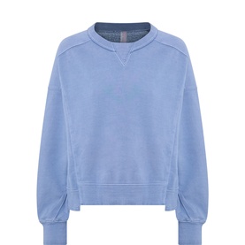 Free People Movement Blue Ash cotton sweatshirt with crew neck, dropped shoulders, and relaxed fit