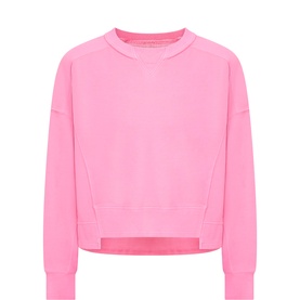 Free People Movement hot pink cotton-blend crew neck sweatshirt with ribbed cuffs and hem, cropped silhouette