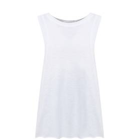 Free People Movement white sleeveless tank top with scoop neckline, relaxed fit, cotton-polyester blend