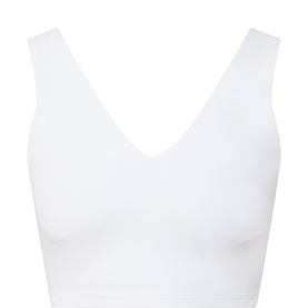 Free People Movement white seamless V-neck bralette top with wide straps and cropped fit
