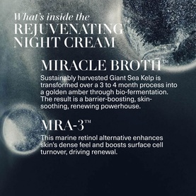 La Mer Day & Night Routine Travel Gift Set ingredient highlight showing Miracle Broth and MRA-3 key actives on dark background