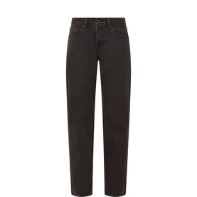 Levi's straight-leg jeans in Over a Cup PSK dark brown, 100% cotton denim with five-pocket styling and contrast stitching