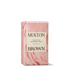 Molton Brown Delicious Rhubarb & Rose Eau de Parfum 30ml in pink marbled box packaging