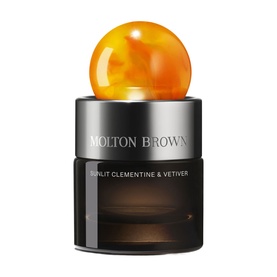 Molton Brown Sunlit Clementine & Vetiver 30ml EDP in dark glass bottle with amber orange spherical cap