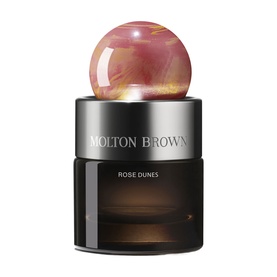 Molton Brown Rose Dunes Eau de Parfum 30ml in dark glass bottle with marbled pink sphere cap