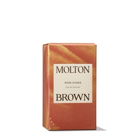 Molton Brown Rose Dunes Eau de Parfum 30ml box in warm terracotta with gold shimmer finish and brand lettering.