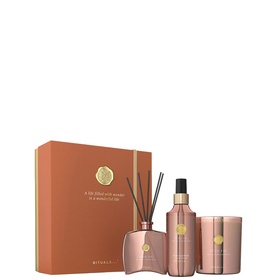 Rituals Private Collection Wild Fig Gift Set with reed diffuser, body mist, and two candles in rose gold packaging with gift box