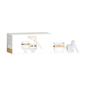Sisley Skincare Set in white and gold packaging, containing two cream jars and a facial massage tool