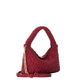 Dune berry woven mini hobo bag with gold chain strap and top handle, structured silhouette