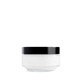Diptyque body cream in a wide white jar with a glossy black lid, shown from a front angle.