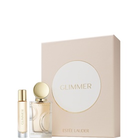 Est&eacute;e Lauder Glimmer The Perfect Duo Fragrance Gift Set, EDP bottle with gold cap and travel spray, in blush pink gift box