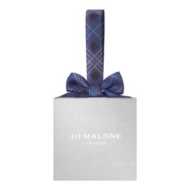 Jo Malone London Wood Sage & Sea Salt Scented Stocking Filler Gift Set in silver box with navy tartan ribbon bow