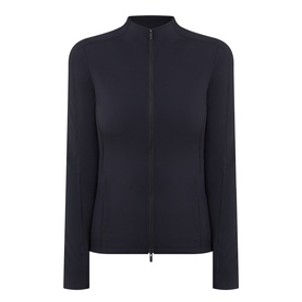 On Running black zip-through jacket with mock neck collar, long sleeves and slim fit, in stretch polyamide fabric