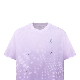 On Running crop T-shirt in Verbena, relaxed fit with tonal dot graphic print and small logo at chest