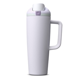 Owala FreeSip 30oz Water Bottle in Open Air, pale lilac stainless steel with handle, flip lid and lavender accent detail