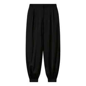 Whistles black tapered harem trousers with pleated front, elasticated waistband and gathered cuffs