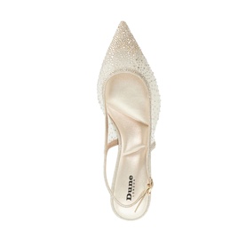 Duno cream slingback pointed-toe heels with all-over crystal embellishment, gold-tone buckle fastening, overhead view